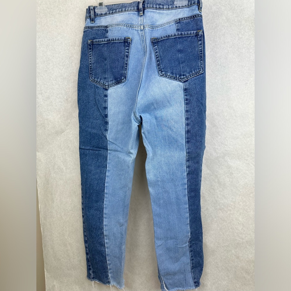 PacSun high-rise straight leg jeans size 30 two tone butterfly distressed hem - Picture 2 of 14